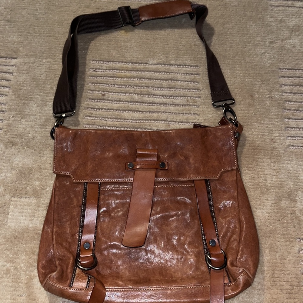 Marco Buggiani made in Italy Dark tan Leather Bag crossbody satchel Gorgeous!